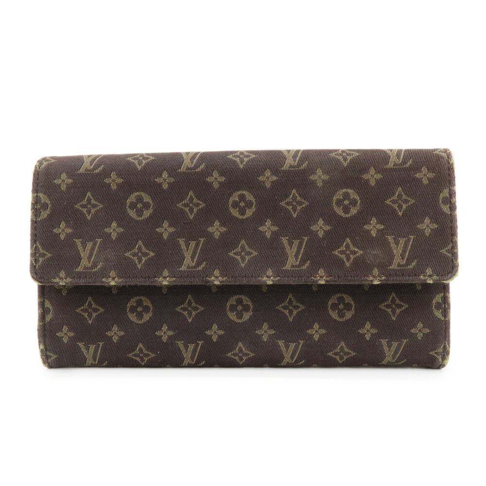 Louis Vuitton Monogram Mini Lin Canvas Long Wallet Brown